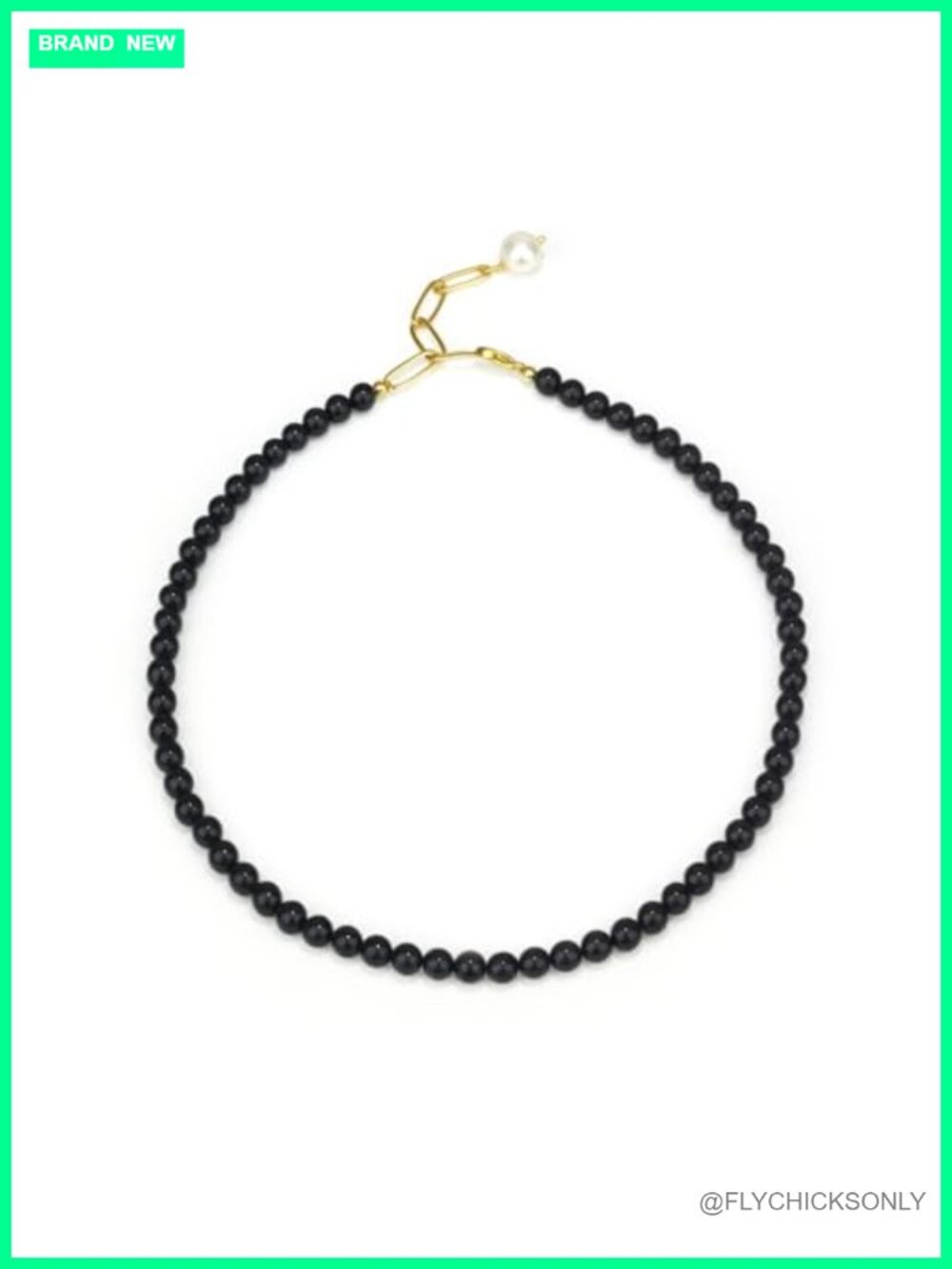 Green Aventurine Beaded Necklace with Pearl Adjustable Choker 16-19"